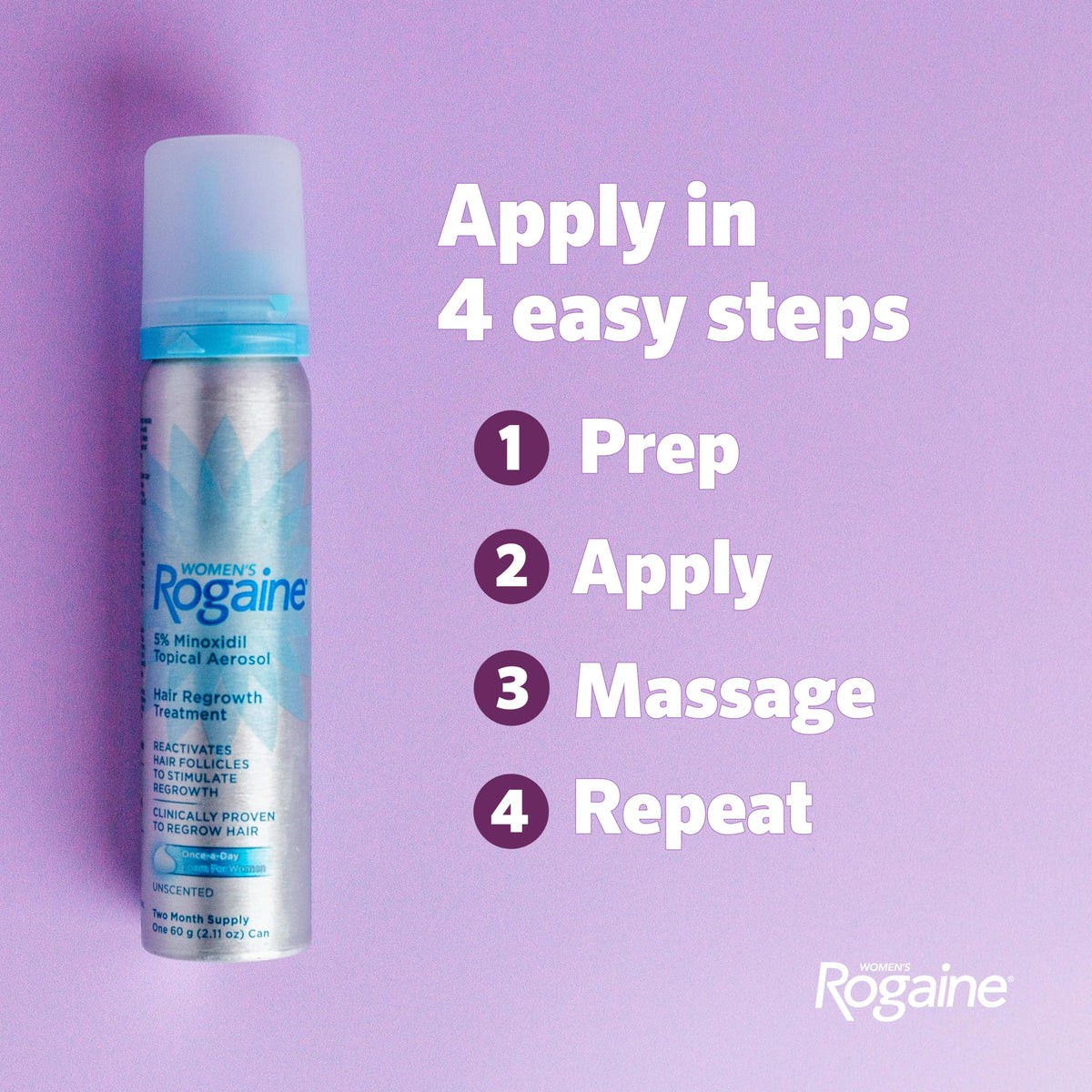 Rogaine label close-up showing ingredient panel for informed use