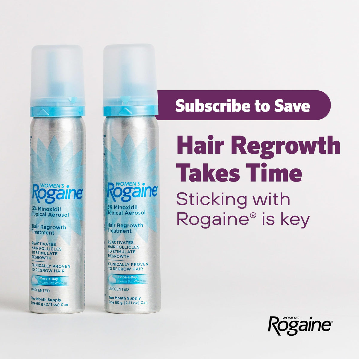 Rogaine beside mirror in bathroom showing simple daily routine benefit
