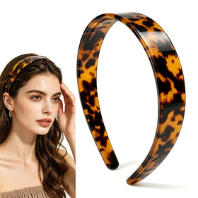ROISDIYI front view tortoise shell headband showing classic pattern and polished finish