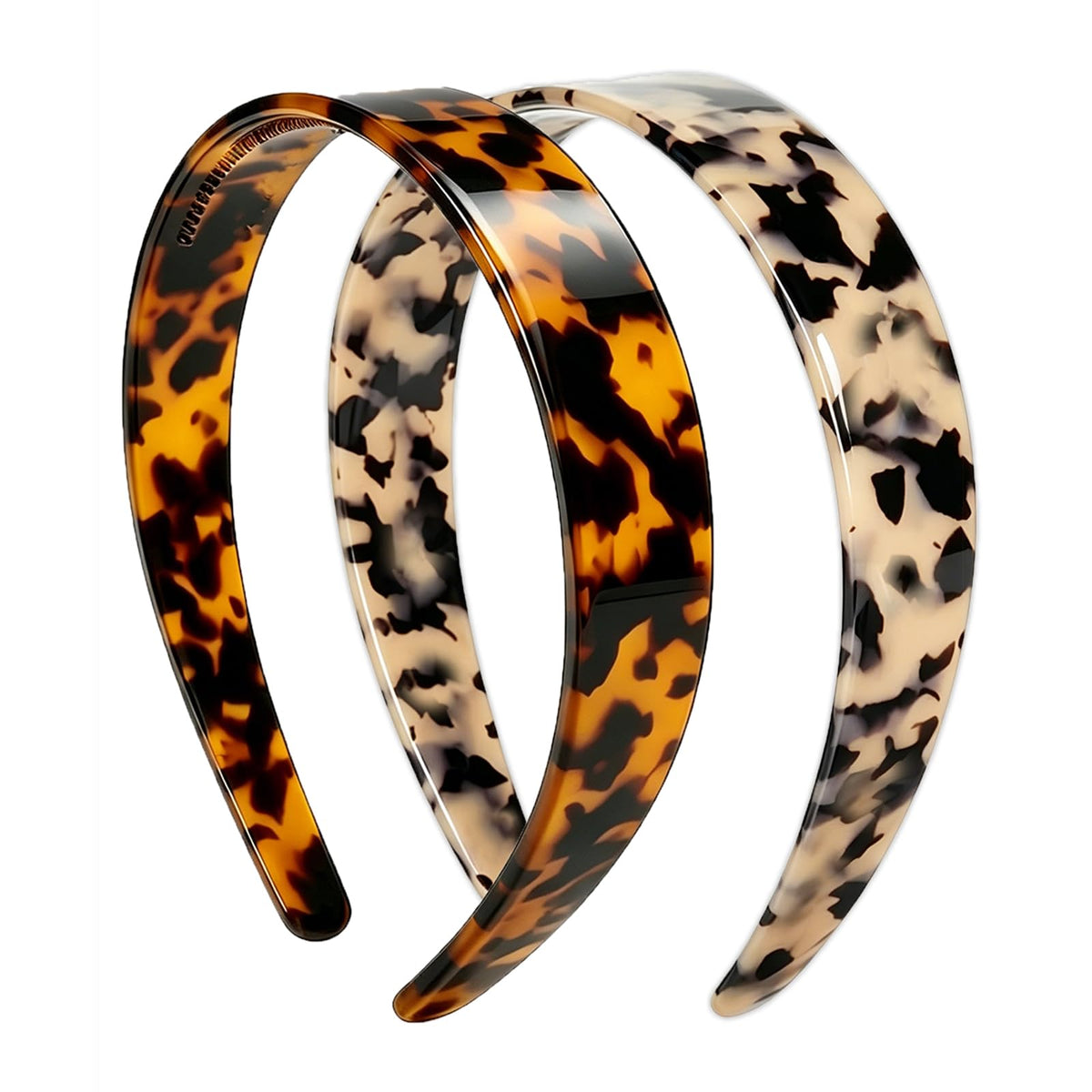 ROISDIYI front view of wide tortoiseshell headband shows sleek shape and style