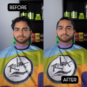 Rolda application on damp hair demonstrating even spread and curl definition