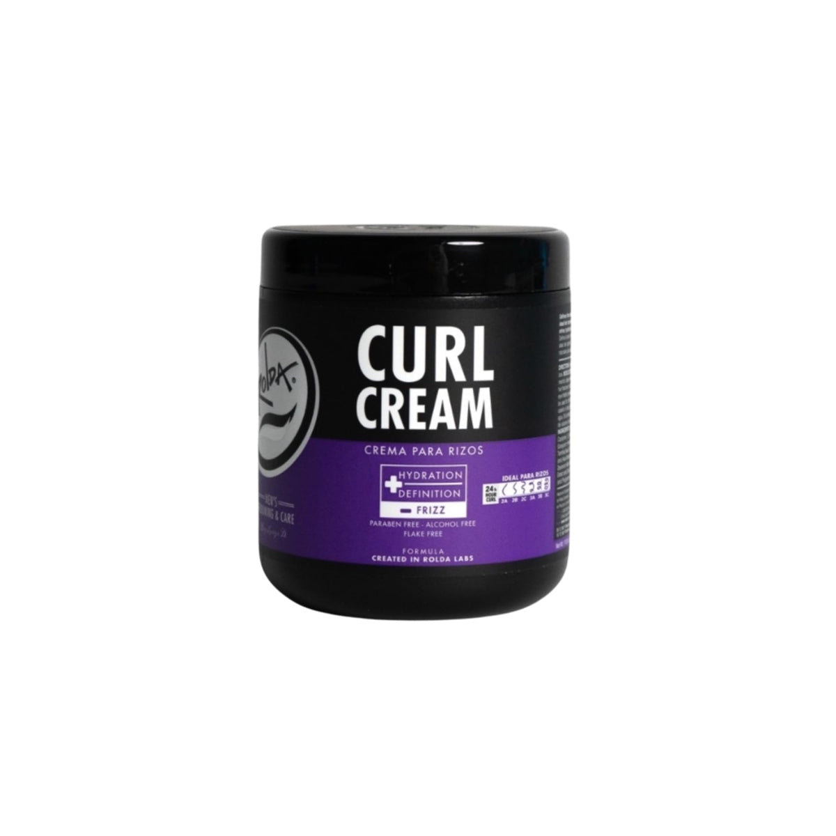 Rolda curl cream front jar showing label and size for clear product identification
