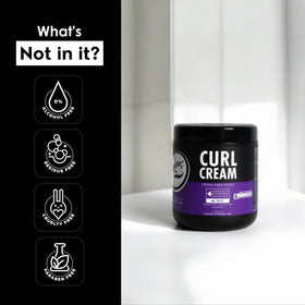 Rolda curl cream on bathroom shelf in lifestyle scene, barber-approved grooming