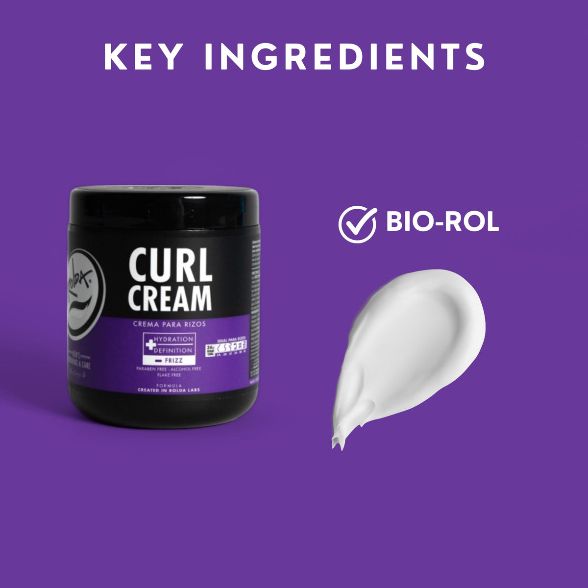Rolda curl cream applied to damp hair demonstrating easy distribution and reduced frizz