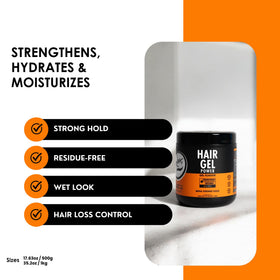 Rolda slick back style demonstrating wet-look shine and long-lasting polished benefit