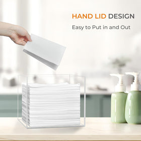 Rolheit open box filled with folded face towels for quick access