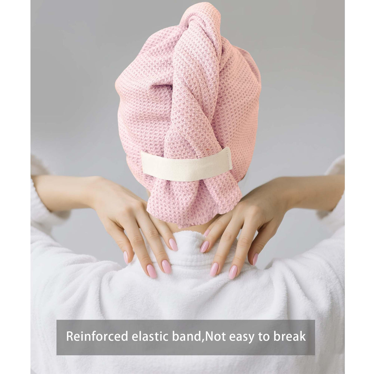 ROLSHOL towel absorbing water from wet hair to show superior absorbency