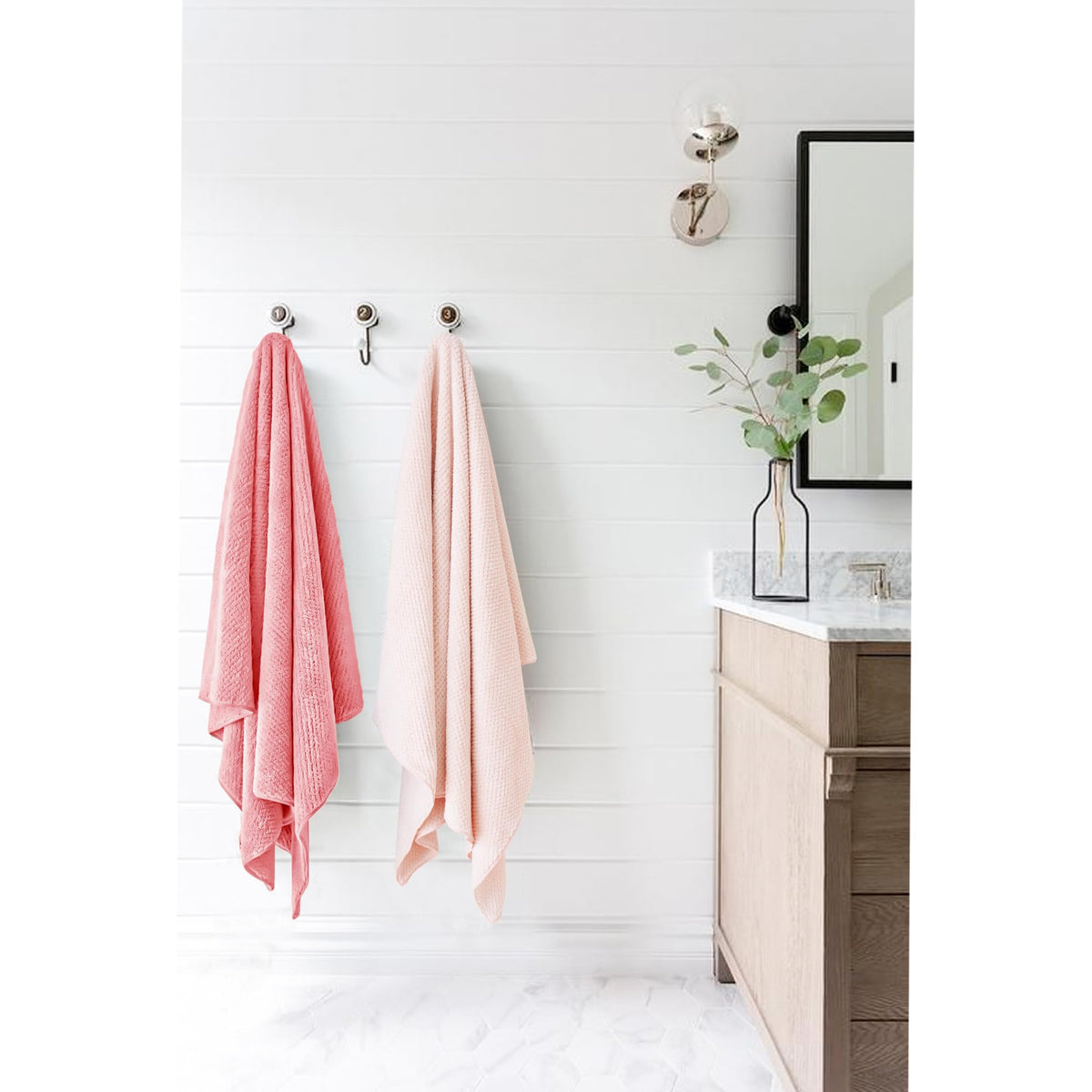 ROLSHOL neatly folded on bathroom shelf showing tidy storage benefit