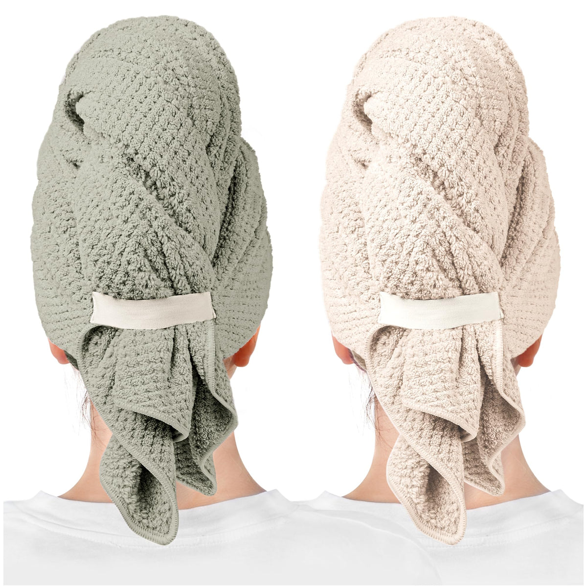 ROLSHOL front view of green and clay towels showing compact packaging and value