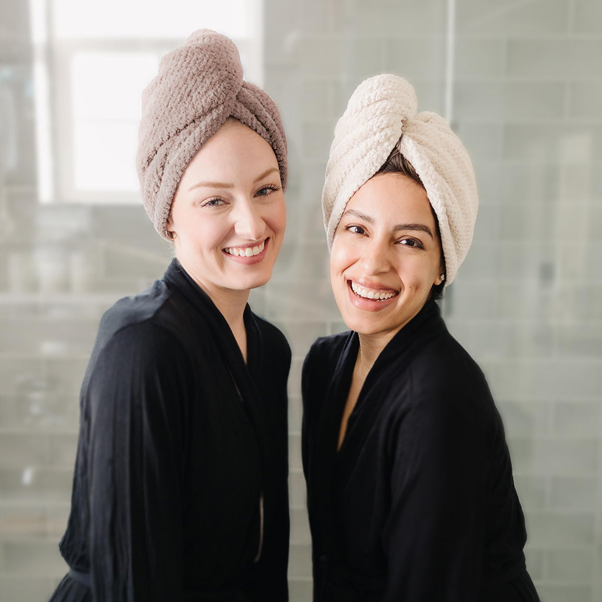 ROLSHOL towel length comparison on model illustrating extra-large coverage and fit