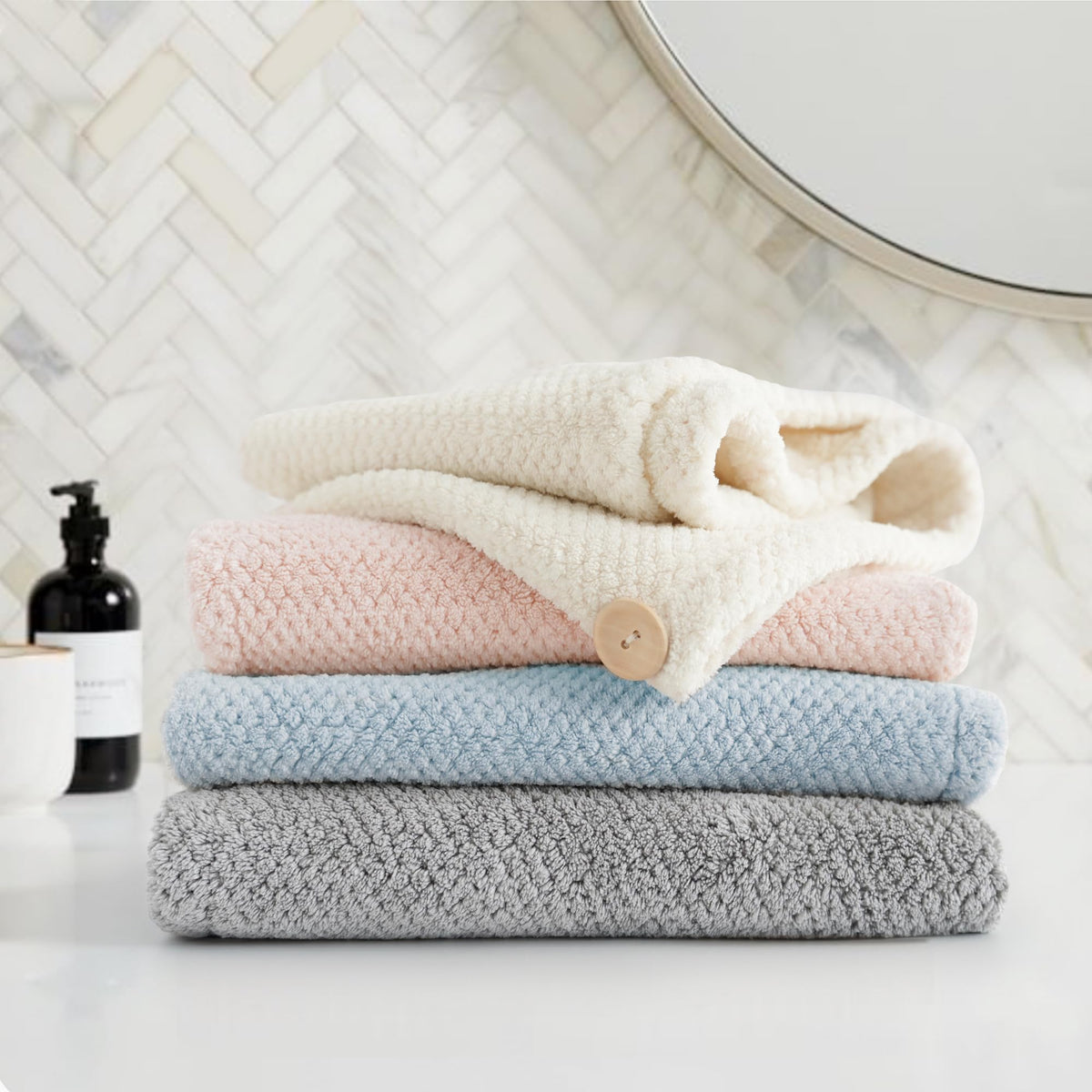 ROLSHOL towels packed in gym bag illustrating travel-ready convenience