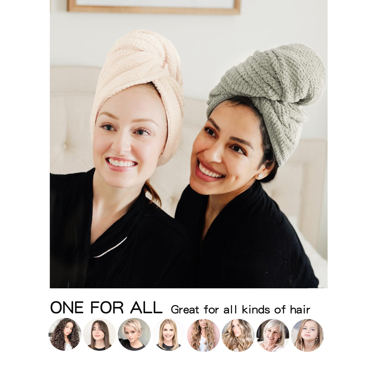 ROLSHOL towel beside ruler showing large size for long or thick hair