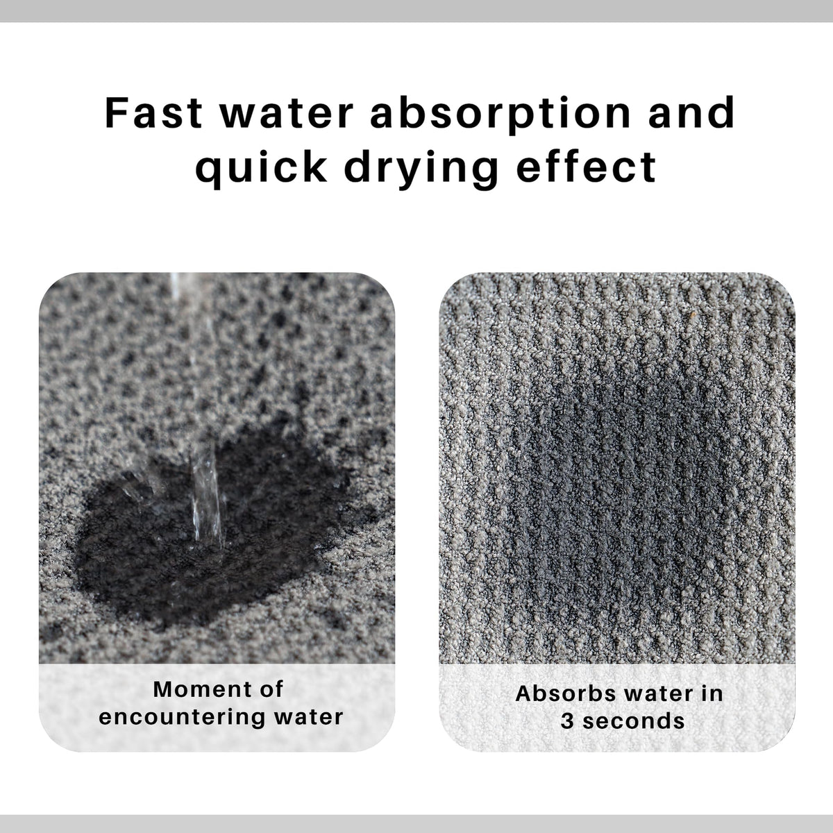 ROLSHOL towel wrap on wet hair after shower showing reduced dripping