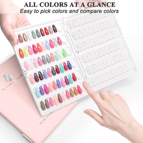 ROMALOVE gel polish swatches on tips showcasing opacity and glitter