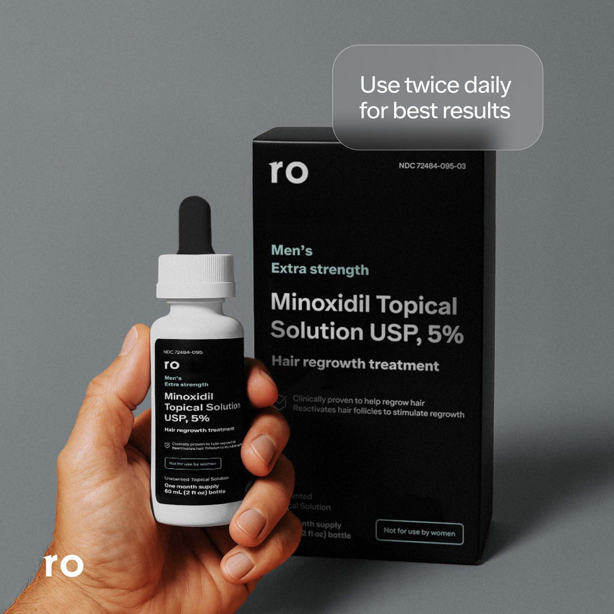 Ro ROMAN clear liquid texture in dropper illustrating fast-drying benefit