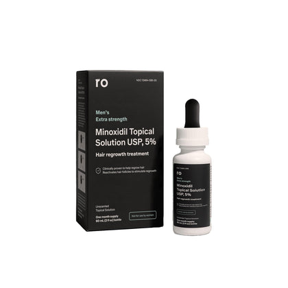 Ro ROMAN front bottle view showing unscented minoxidil formula benefit