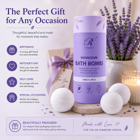 Romancy premium gift box opened to reveal neatly arranged XL bath bombs ideal for gifting