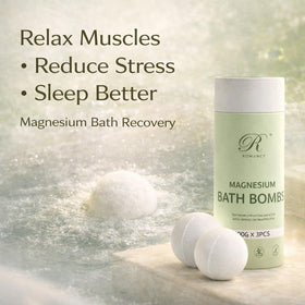 Romancy three bath bombs arranged to show scent variety for full spa