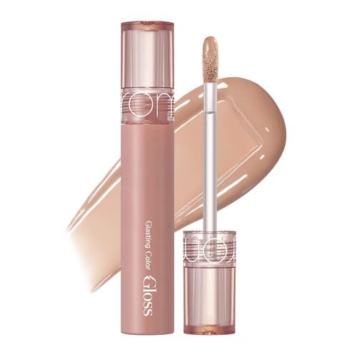 rom&nd front packaging showing glossy tube and color, highlights brand shine benefit