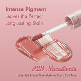 rom&nd close-up of tint texture highlighting hydrating, non-sticky formula benefit