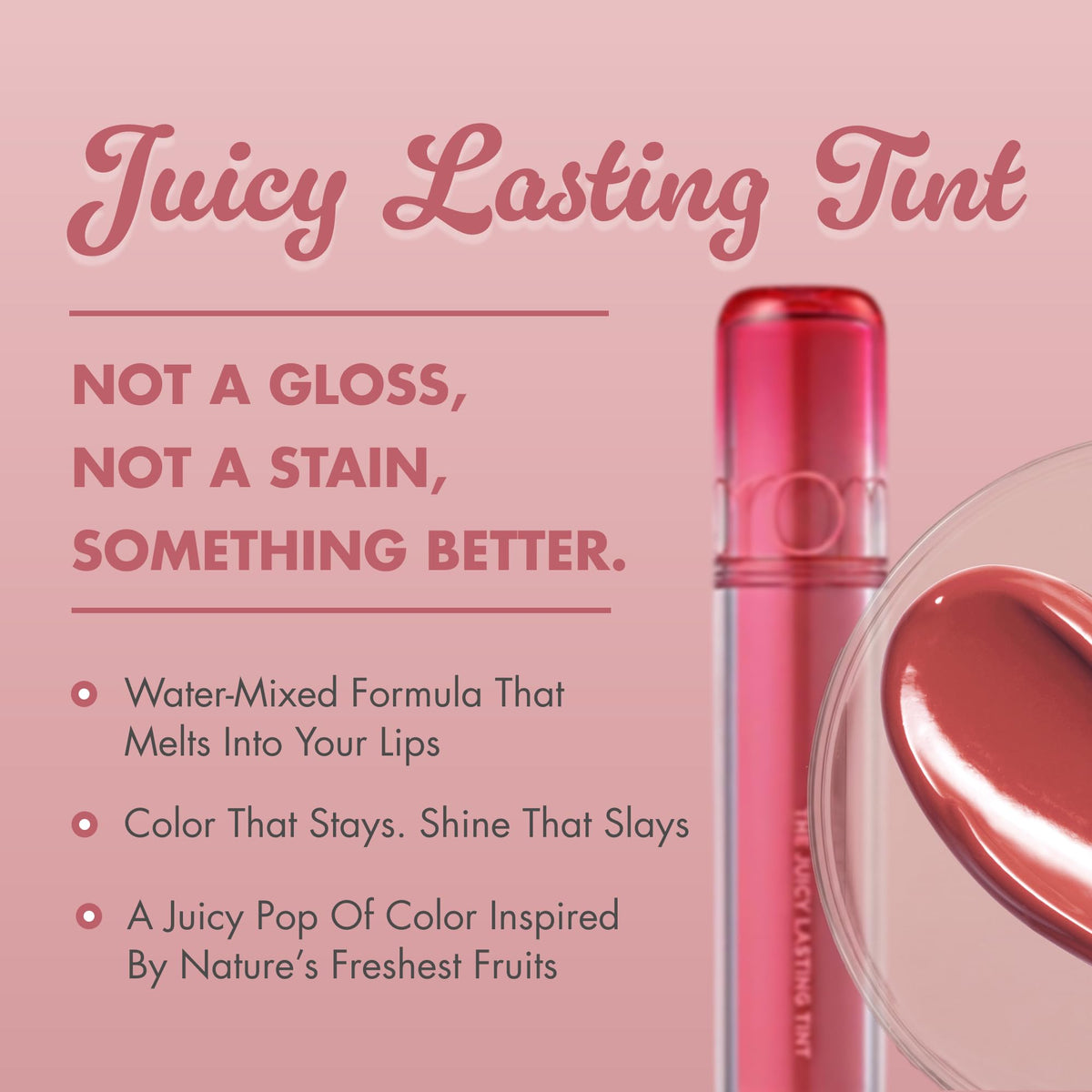 rom&nd applicator close-up displaying smooth wand for precise, mess-free application