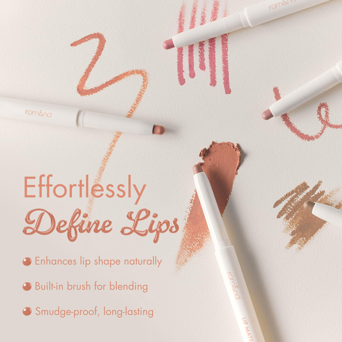 rom&nd pencil built-in finger brush shown blending for soft gradient
