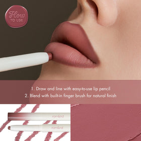 rom&nd lip mate pencil swatches on arm displays Fig Spread payoff and undertone