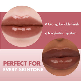 rom&nd on model lips gradient look showing natural blended warmth