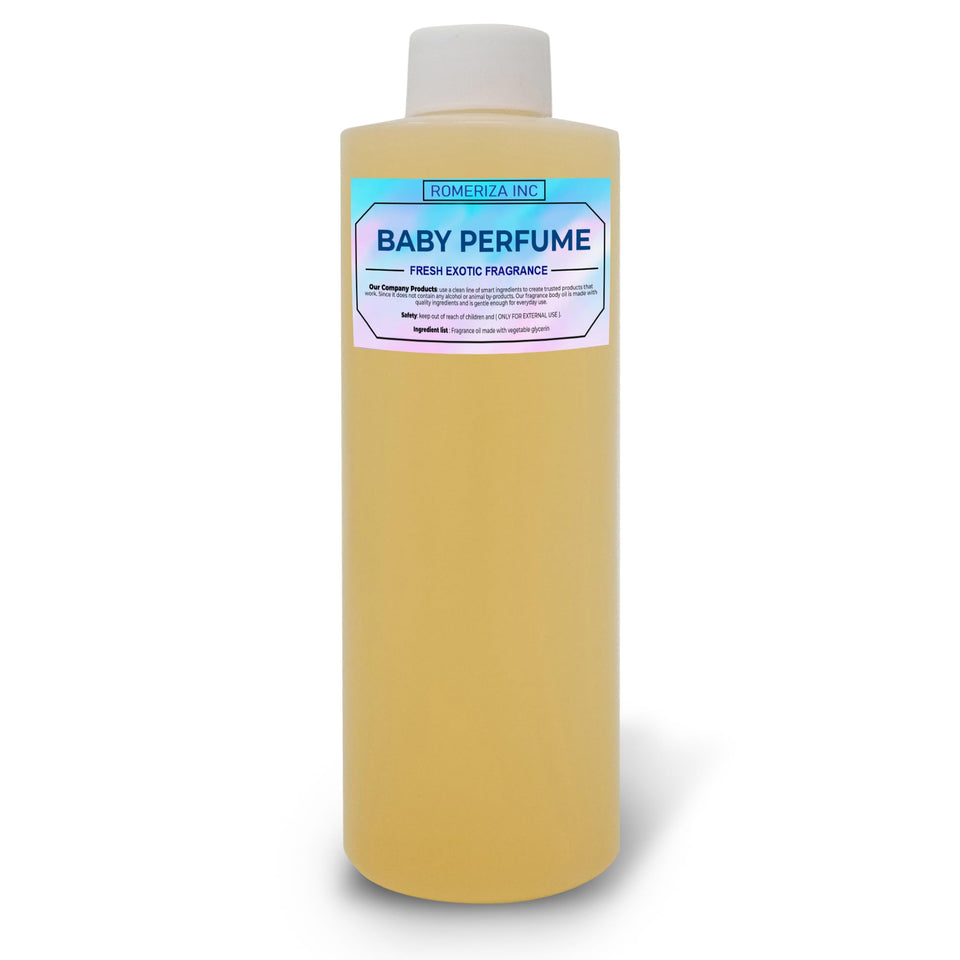 ROMERIZA INC. front bottle view showing elegant baby powder scent