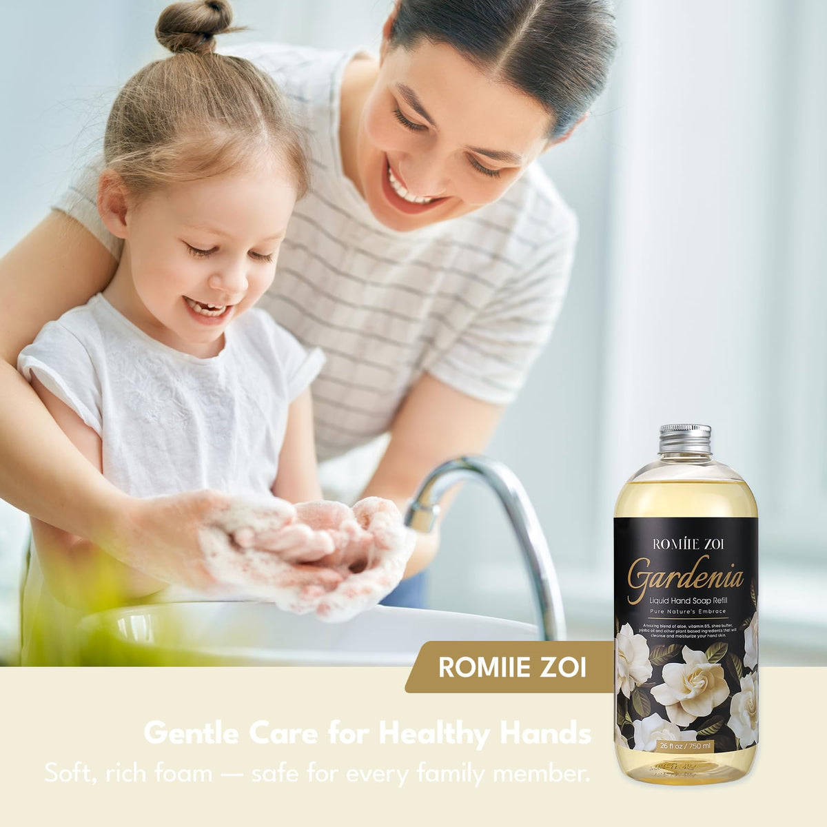 ROMIIE ZOI bottle on bathroom counter suggesting elegant everyday use