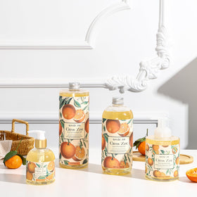 ROMIIE ZOI bottle on bathroom counter in lifestyle scene for fresh, uplifting scent use