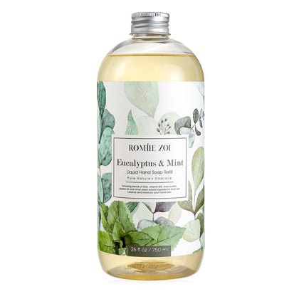 ROMIIE ZOI front label on 750 ml bottle showing eucalyptus mint scent and benefits