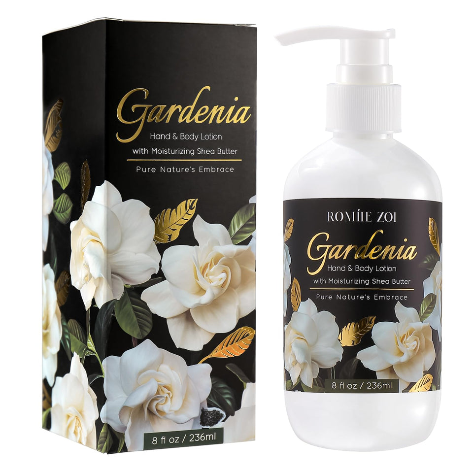 ROMIIE ZOI front packaging showing gardenia lotion and readable label benefits