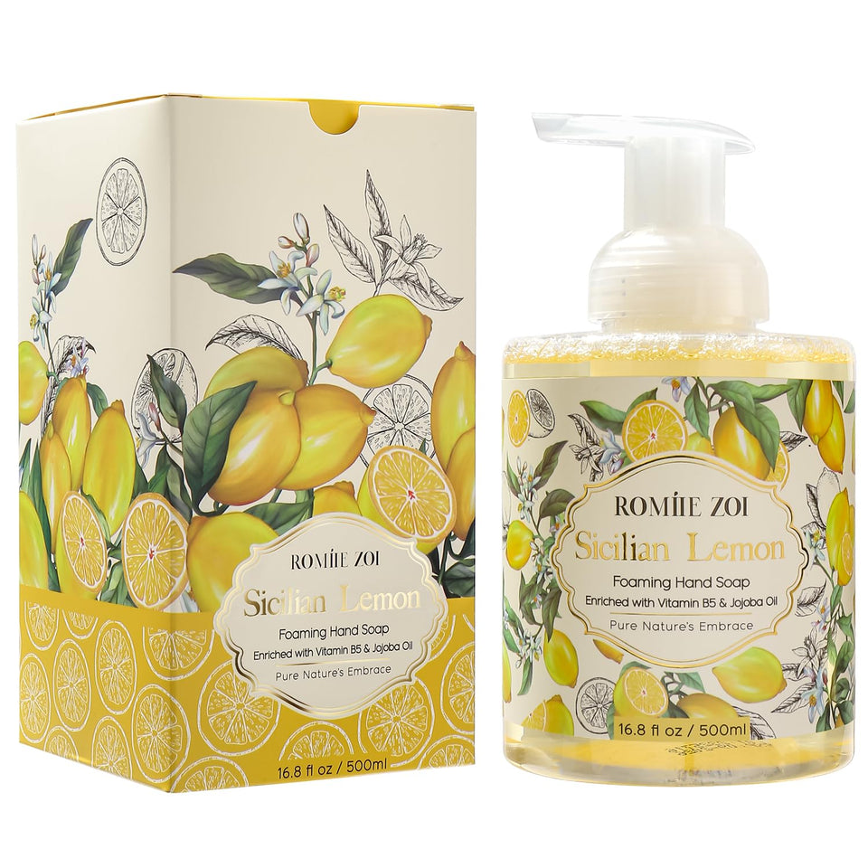 ROMIIE ZOI front bottle view showing Sicilian Lemon scent and elegant gift box