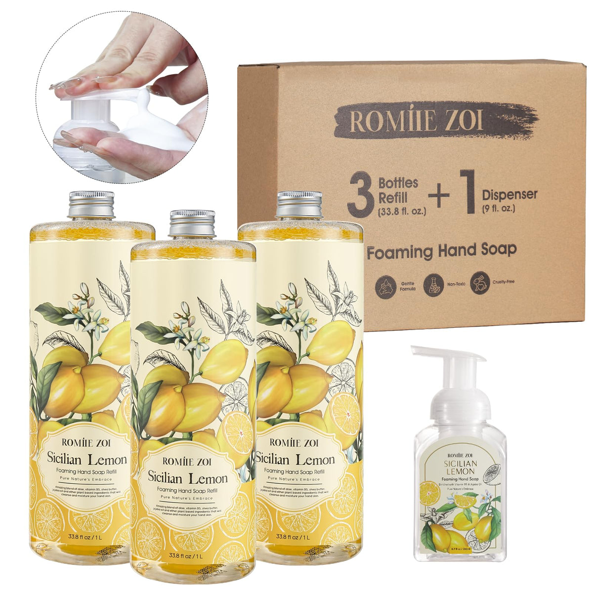 ROMIIE ZOI ingredients display with jojoba and lemon illustrating moisturizing benefit