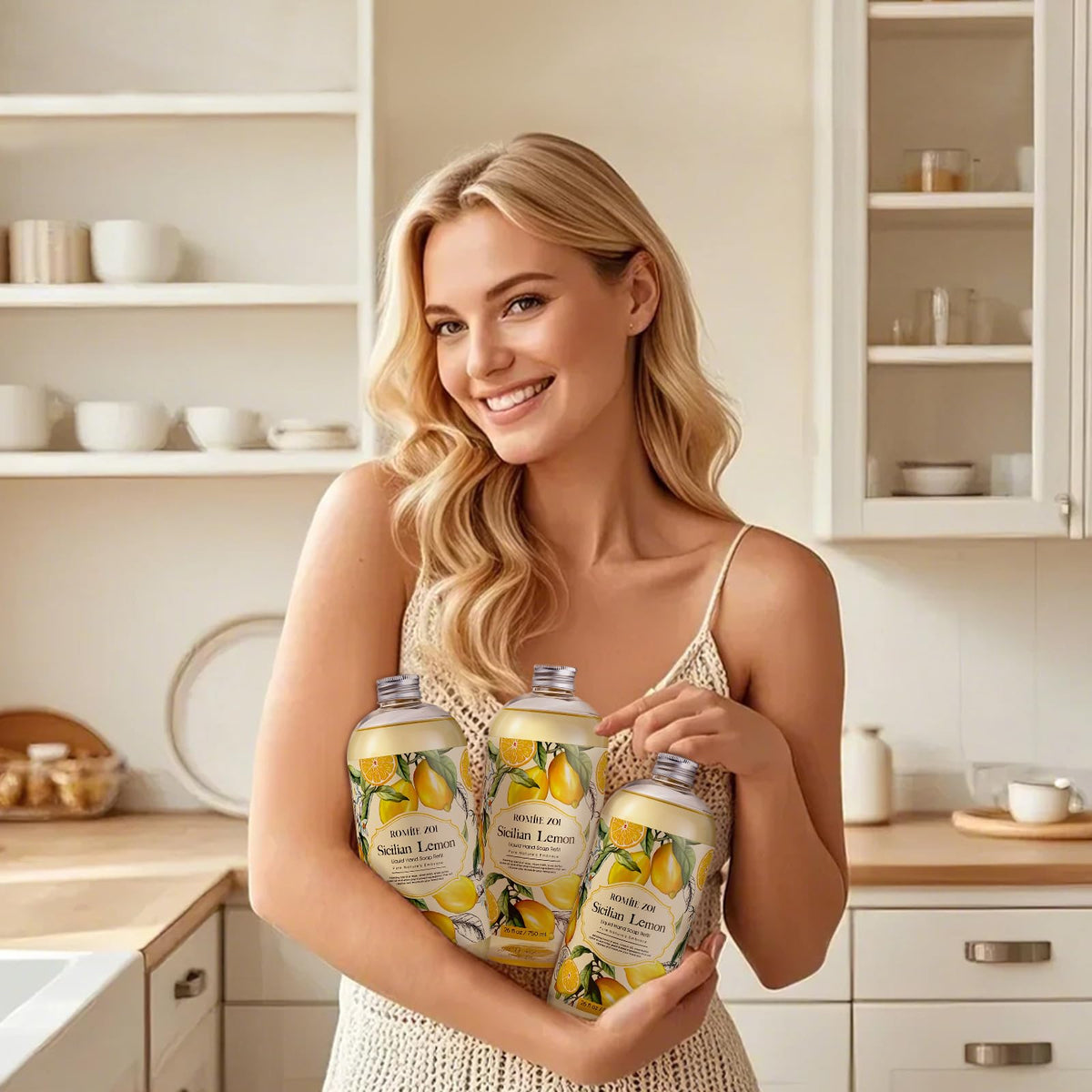 ROMIIE ZOI on a kitchen counter demonstrating fresh lemon aroma benefit