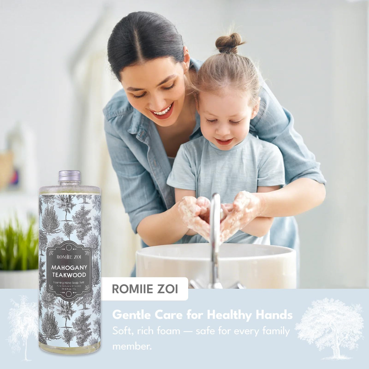 ROMIIE ZOI pour refill action into dispenser for easy, mess-free topping up