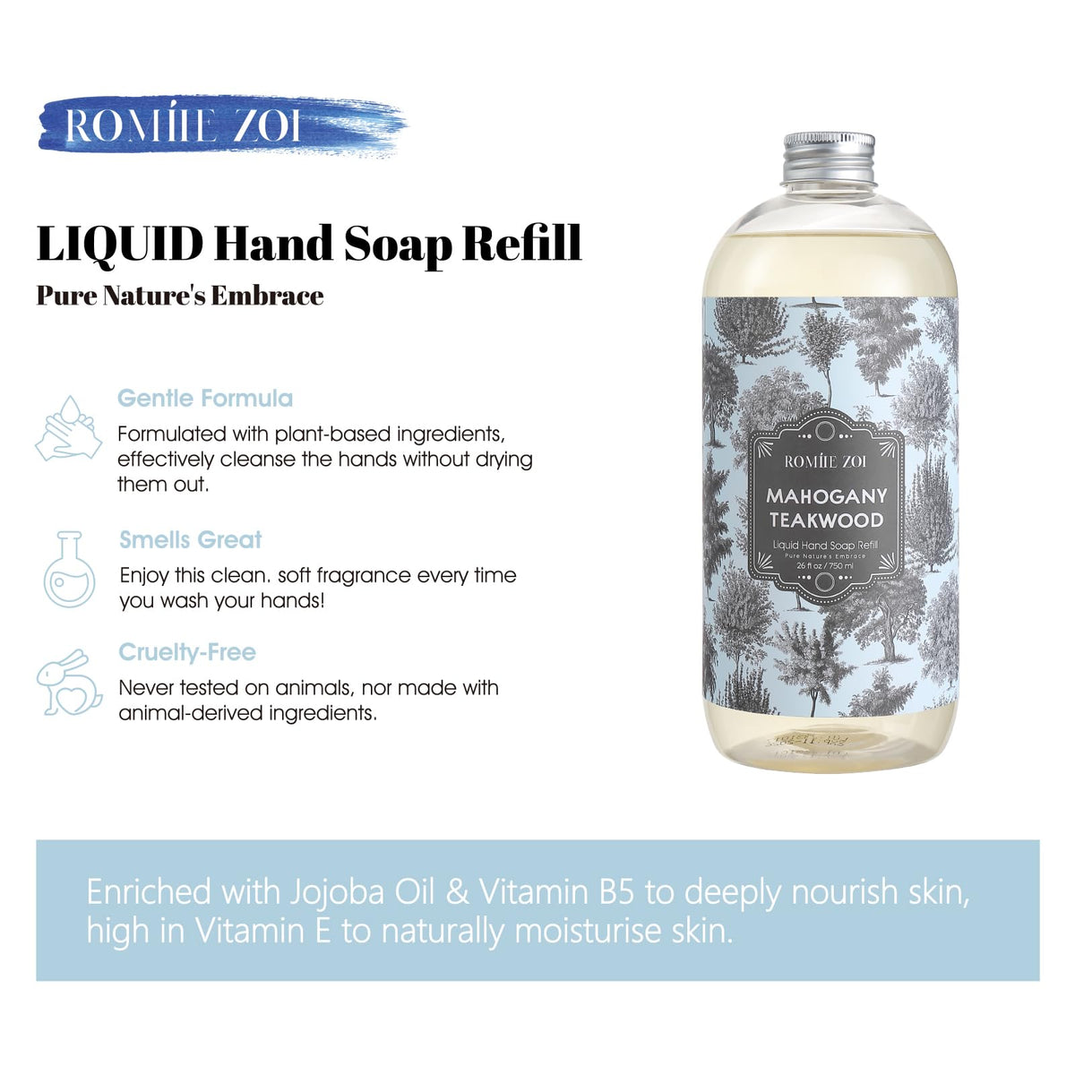 ROMIIE ZOI bottle on bathroom sink showing soothing home fragrance benefit