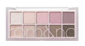 rom&nd palette front view showing organized pans and shade layout for easy selection