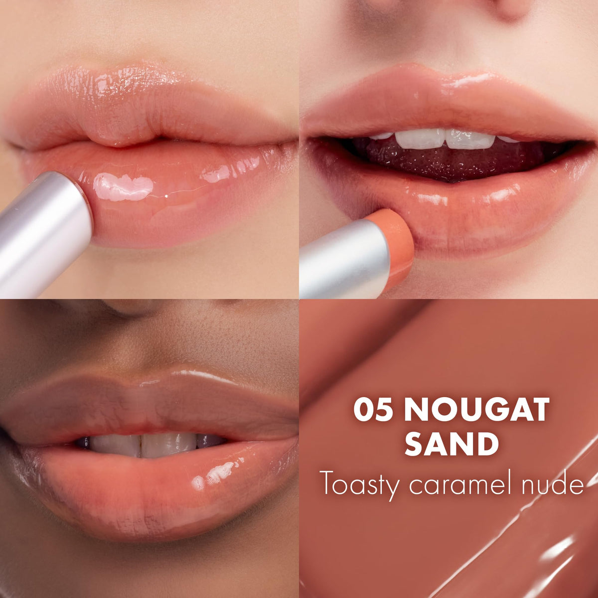rom&nd glossy texture swipe showing dewy, lightweight hydration benefit