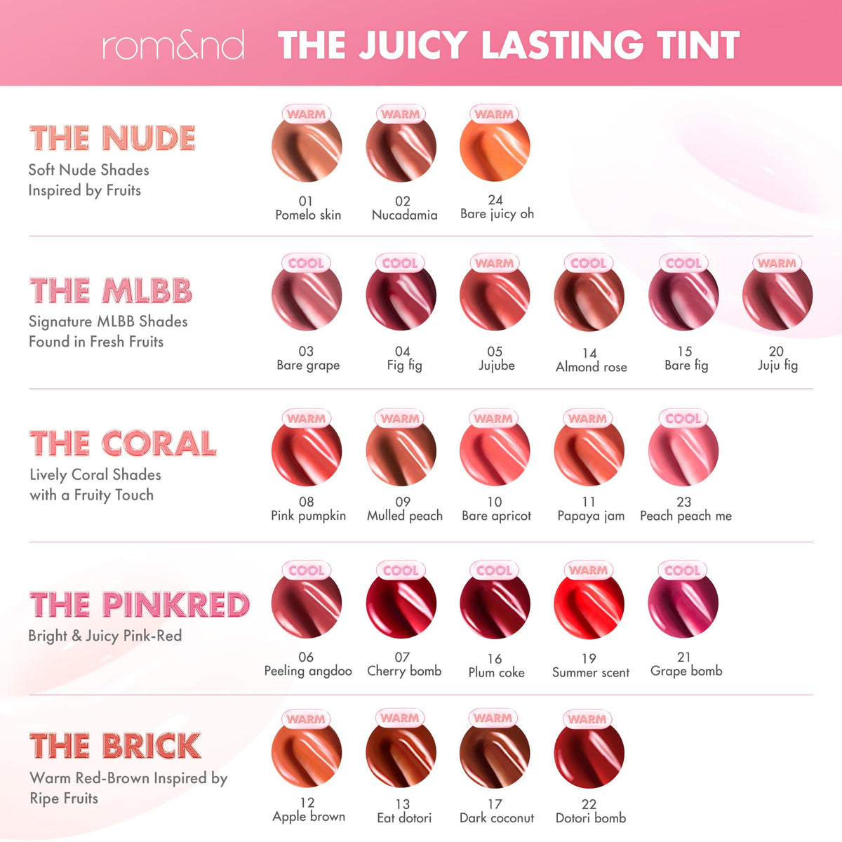 rom&nd lips wearing 05 Jujube displaying vibrant gloss and plumping look benefit