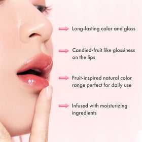 rom&nd glossy texture drop illustrating tanghulu shine and hydration benefit