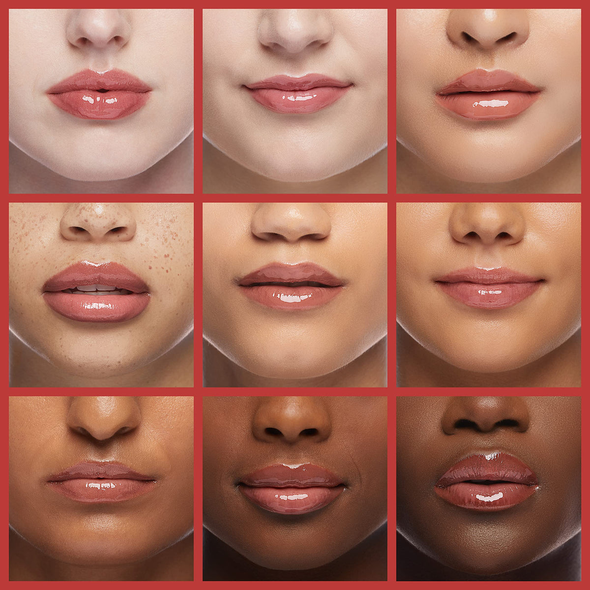 rom&nd lip swatch on model showing natural MLBB finish and dimension