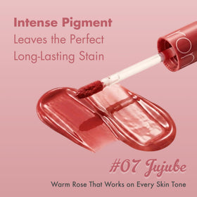 rom&nd texture drop highlighting glossy, hydrating formula sheen