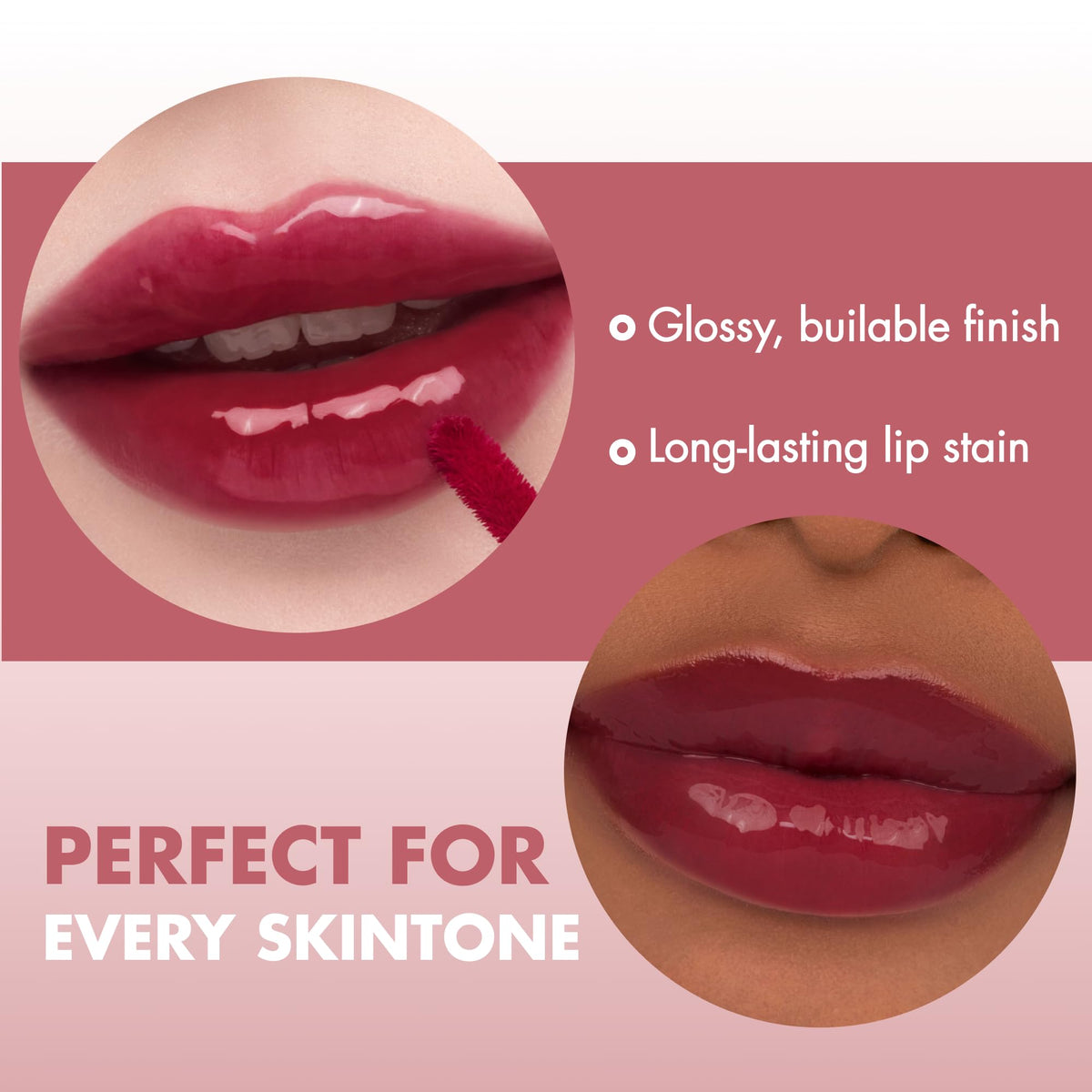 rom&nd lips full coverage application showing bold, even berry color payoff