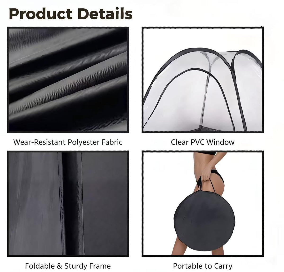 ROMSPRI tent folded inside carry bag for lightweight transport