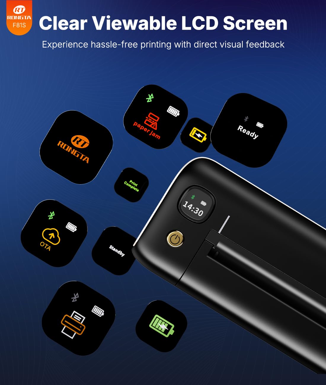 Rongta F81S paired with smartphone app for wireless tattoo stencil printing