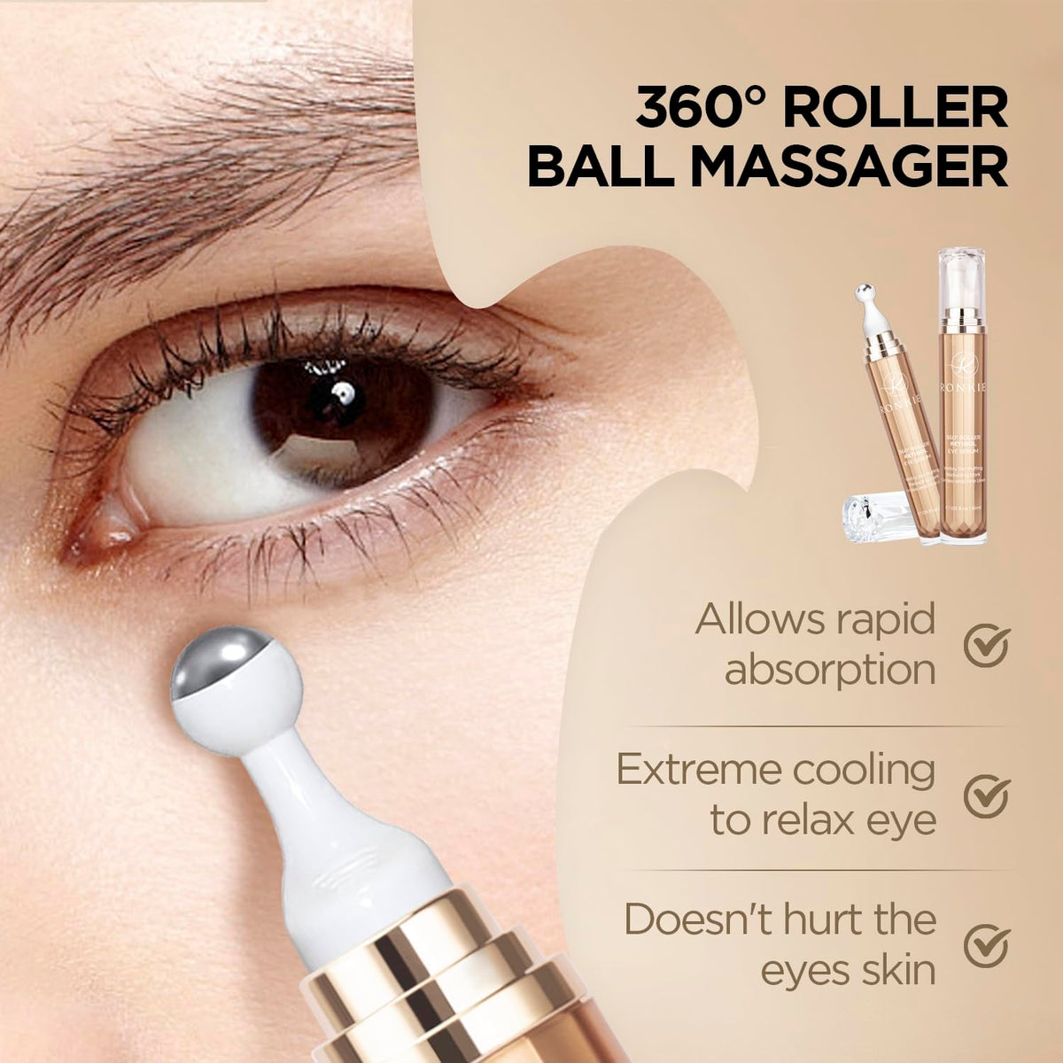 RONKIE close-up applicator delivering precise under-eye coverage
