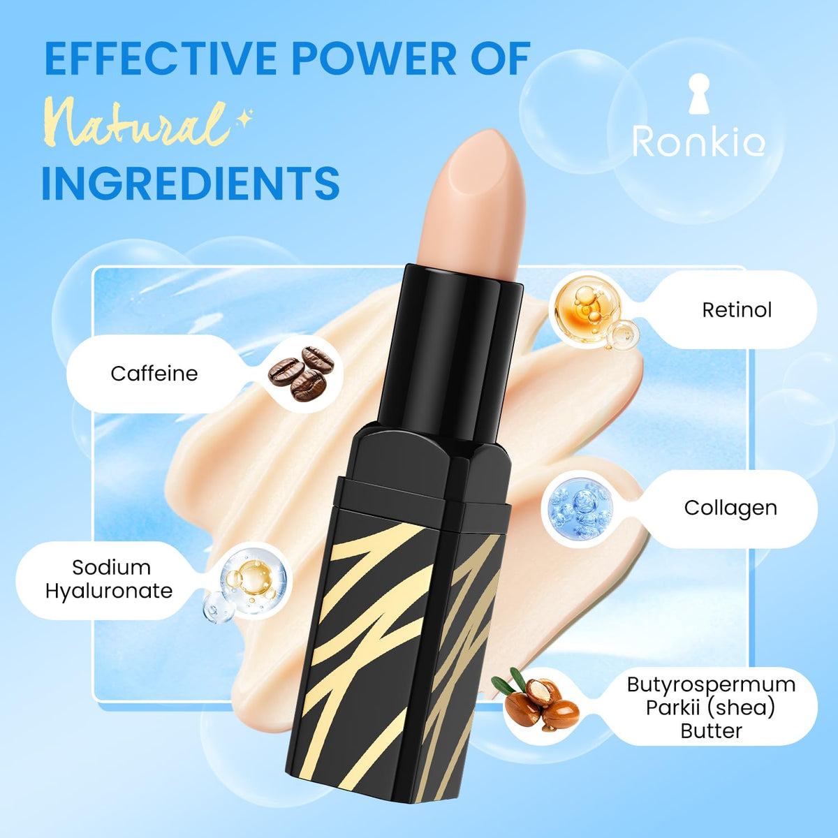 RONKIE open twist mechanism of stick for mess-free application and convenience