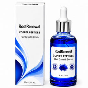 RootRenewal front bottle showing clean packaging and fast-absorbing serum benefit